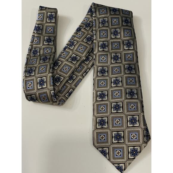 JZ Richards Boulder Geometric Woven 100% Silk Tie Made In USA - Picture 1 of 4